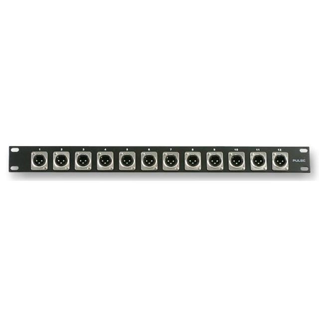 XLR Rack Panel with 12 Male Connectors - 1U
