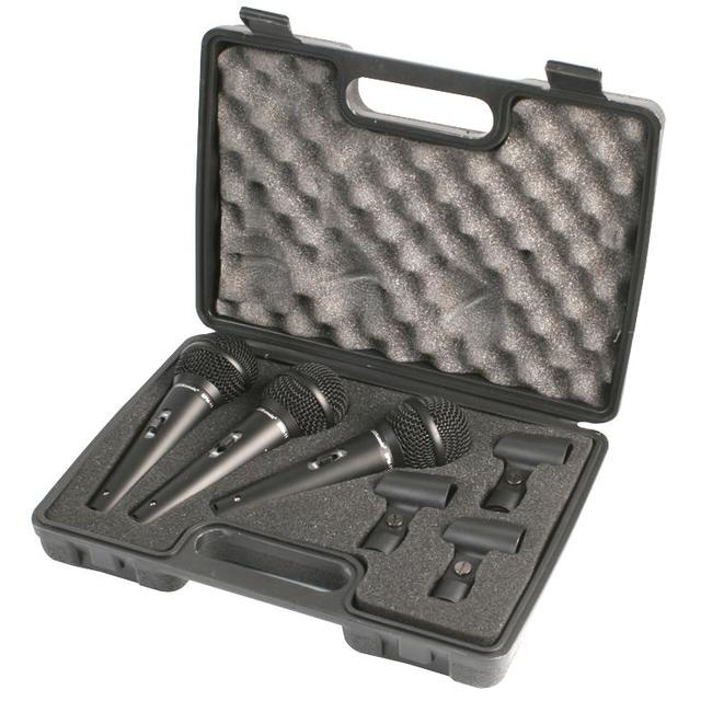 3x Handheld Dynamic Vocal Microphones With Case